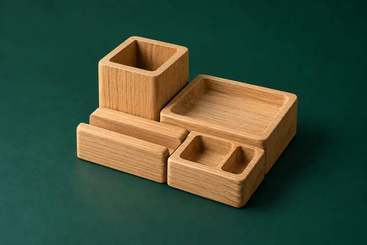 Illustrative product image: Grid oak desk set